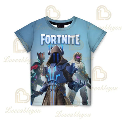 Nova T-shirt de Verão Fortnite para Rapazes, T-shirt Cartoon Gira, Manga Curta, para Homem, Mulher e Criança, T-shirts para Adolescentes, Tops Streetwear