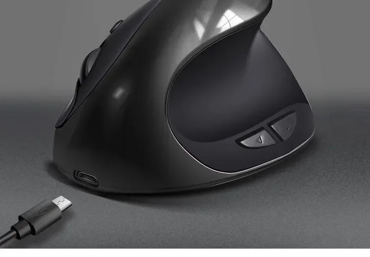 BTS-908 Ratón vertical recargable superventas, ratón inalámbrico ergonómico con receptor USB 2.4G, 1600 DPI ajustables y 6 botones