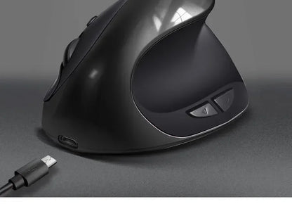BTS-908 Ratón vertical recargable superventas, ratón inalámbrico ergonómico con receptor USB 2.4G, 1600 DPI ajustables y 6 botones