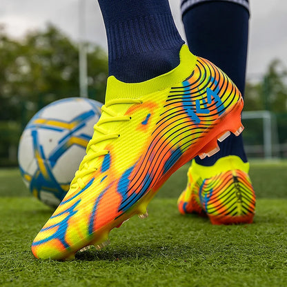 New Men’s Football Boots Outdoor Sneakers High-Quality Grass Cleats Soccer Shoes Boys Match Hot-Selling Non-Slip High-Top Light