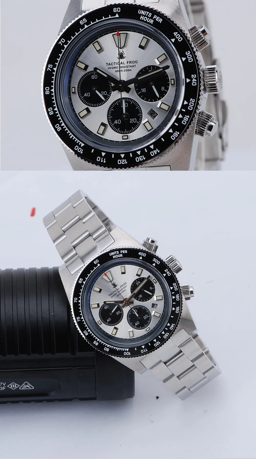Tactical Frog Men's Business Diving Watch VS75B Quartz Chronograph 316L Steel Sapphire 200M Waterproof C3 Luminous Men's Watch