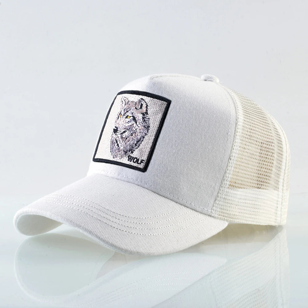 Fashion Baseball Cap With Embroidery Wolf Patch Snapback Hip Hop Trucker Caps Men Women Outdoor Breathable Visor Hat