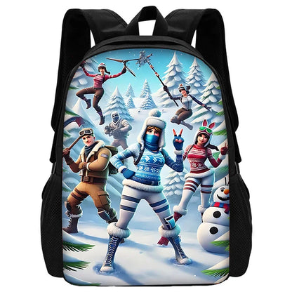 Zaino per bambini con motivo shooting game, ispirato a Fortnites, per ragazzi e ragazze, regalo di compleanno per studenti, borsa scuola unisex, zaino da campeggio resistente