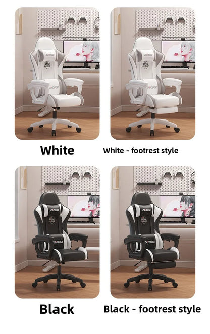 Ergonomic Gaming Chair Office Chair with Adjustable Height, Reclining Backrest, Swivel Roller Computer Chair for Home Study & Work