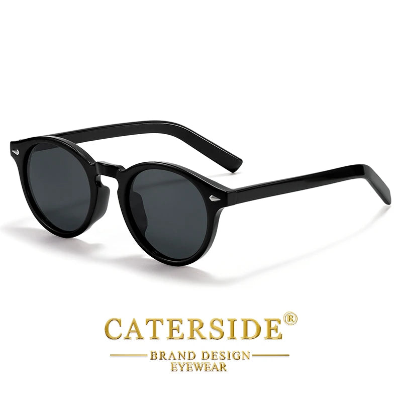 CATERSIDE Fashion Men's Polarized Sunglasses Round Tr-90 Frame TAC Lens Sun Glasses Women's Travel Outdoor Party Glasses