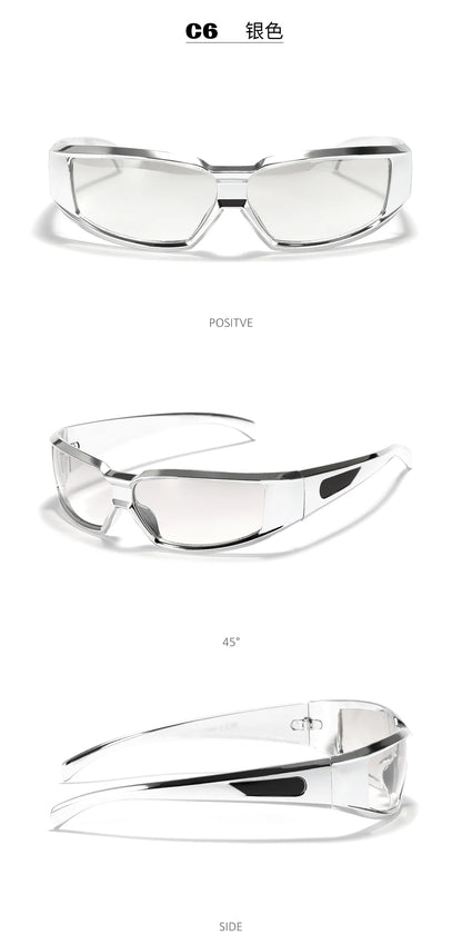 KLASSNUM Women Y2k Glasses Men 2026 Trendy New Sunglasses Future Sense Of Technology Girls Silver Pink Sunglasses UV400 Eyewear
