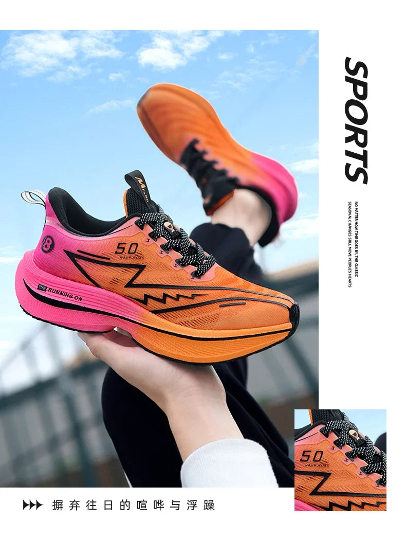 Herren-Sportschuhe – professionelle, gedämpfte Laufschuhe mit Carbonplatte, atmungsaktive Schnür-Sneaker für Freizeit, Marathon und Training