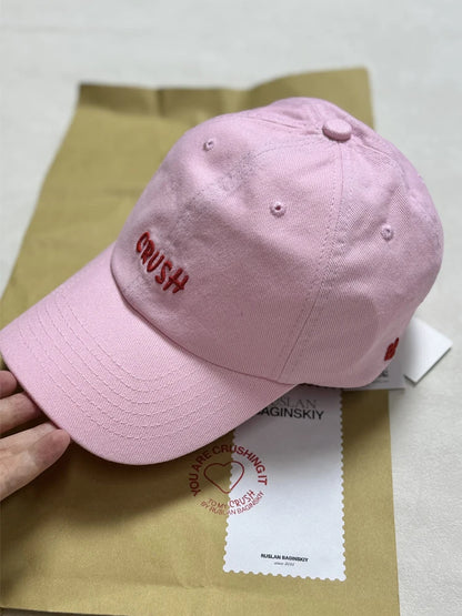 New Arrival Unisex Embroidery "crush" Baseball Caps Black Embroidered Initials Dad Hat 100% Cotton Baseball Caps for Four Season