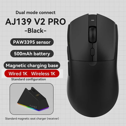 Mouse wireless AJAZZ AJ139Pro/AJ139V2MC con chipset PMW3395/PAW3311, 12000-26000Dpi, mouse da gaming professionale