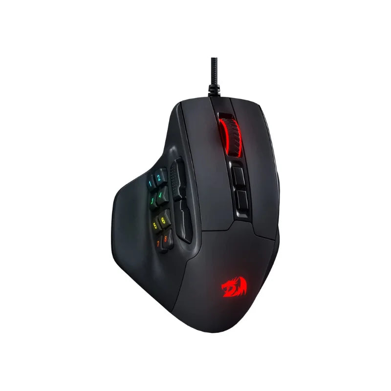 Redragon M811 Aatrox MMO žaidimų pelė, 15 programuojamų mygtukų, laidinė RGB žaidėjų pelė su ergonomiška natūralaus suėmimo konstrukcija