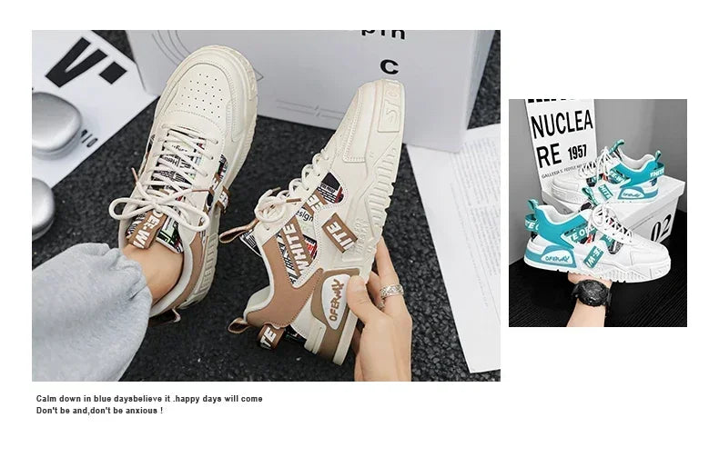 Zapatillas de hombre tipo skate para verano, en cuero, informales y de moda, para exterior, running, deporte, senderismo y tenis, con plataforma, diseño de lujo