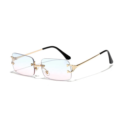 Ruiao 2026 rimless sunglasses UV400 fashion square metal glasses for men women designer man's brand sun shades for outdoor