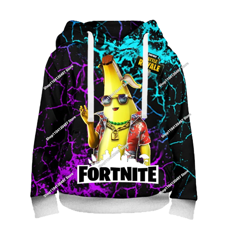 Camisola com Capuz Infantil de Outono — T-shirt Hoodie Fortnite Nova, Roupa Casual Confortável para Crianças, Estilo Streetwear