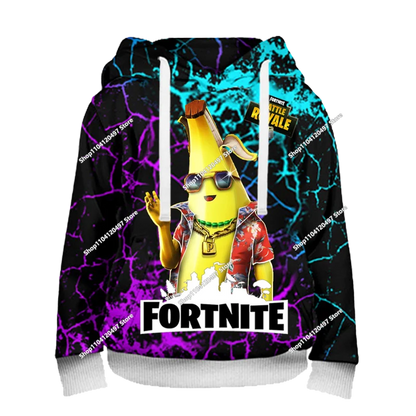 Camisola com Capuz Infantil de Outono — T-shirt Hoodie Fortnite Nova, Roupa Casual Confortável para Crianças, Estilo Streetwear