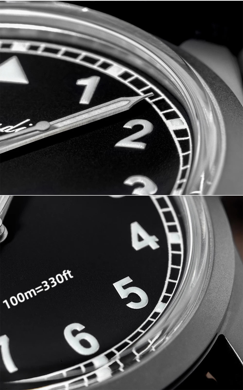 Relógio analógico masculino ADDIESDIVE 36mm com vidro espelhado bolha, 100m à prova de água, luminoso, simples, em quartzo, com bracelete em nylon