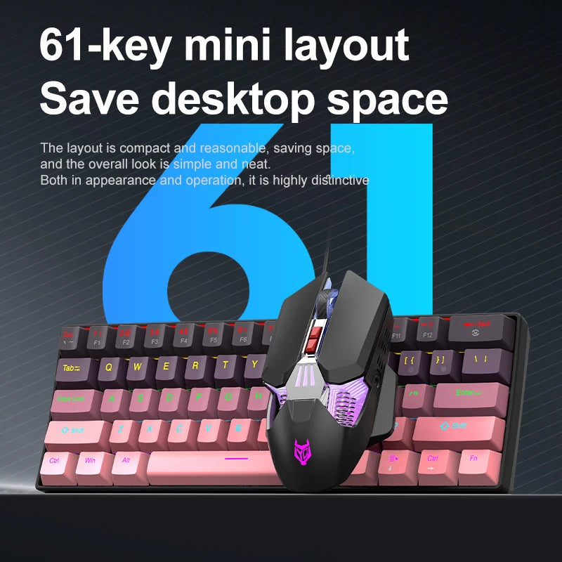 APAYADO K61 Mini Mechanical Keyboard,Wired,61 Keys,Phantom RGB, Black/White Red/Blue Mechanical Switch for Gaming,60% Portable