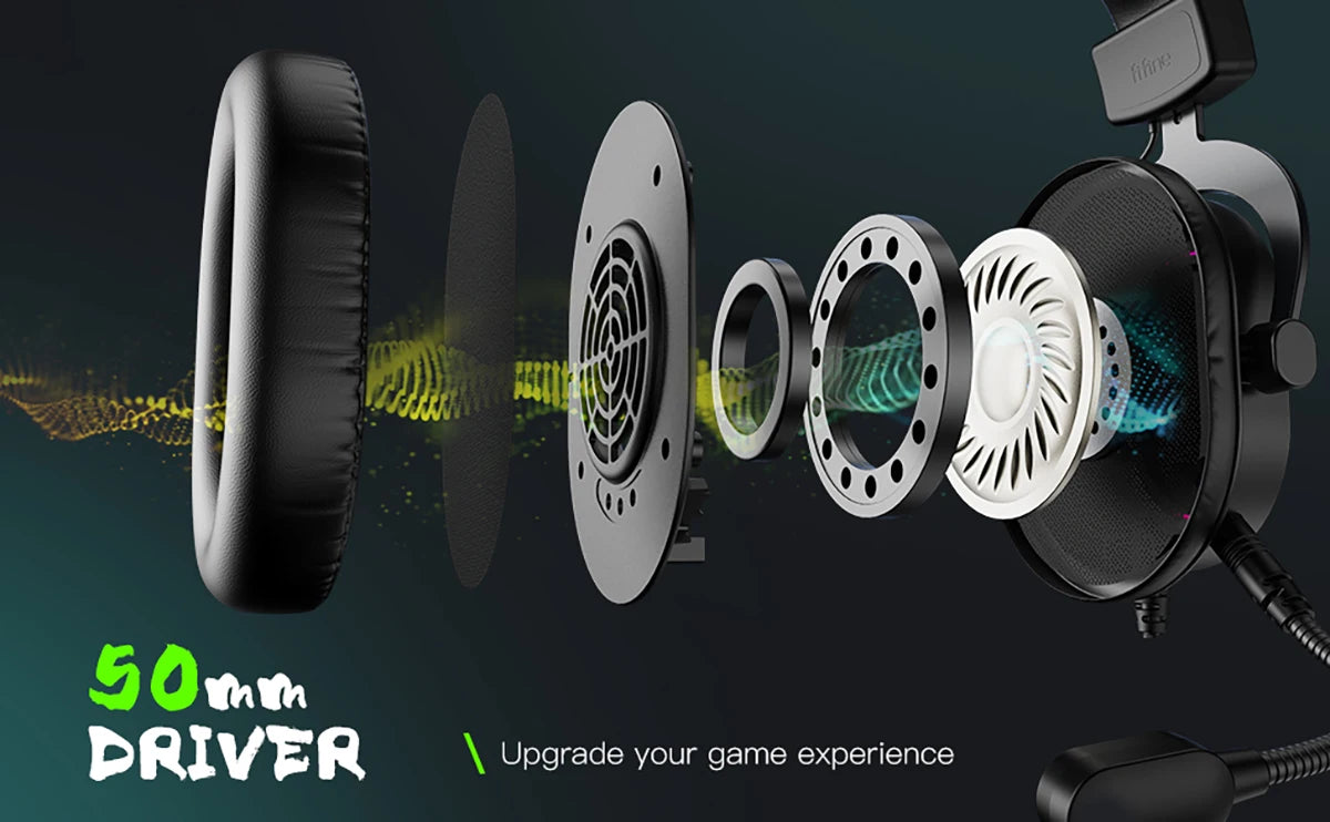 Auriculares gaming FIFINE RGB con micrófono – auriculares con cable circumaurales con sonido envolvente 7.1 para PC, PS4 y PS5 con 3 modos de ecualización
