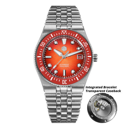 Relógio de mergulho de luxo para homem San Martin 40mm Miyota 9015, mostrador em esmalte sunburst, relógio de pulso mecânico automático, resistente à água 200m, SN0148
