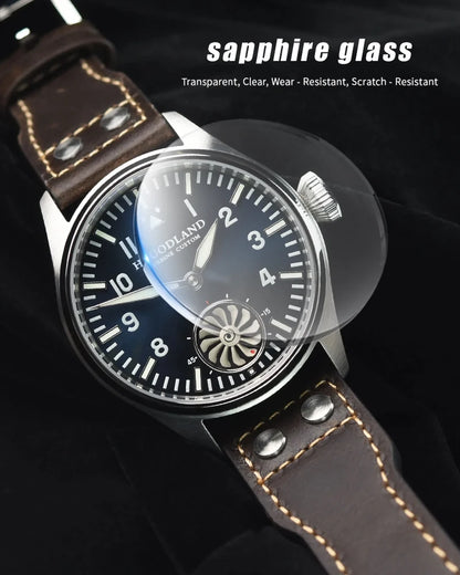 Hruodland Pilot St3620 Retro Men's Manual Mechanical Watch Luxury Sapphire Bgw-9 Night Light Turbine Waterproof 5Bar
