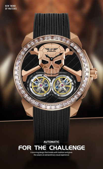 PINDU Watch New TOP Men Mechanical Watches Double Flywheel Automatic Movement Sapphire 5ATM Waterproof 45.5MM Wristwatches Men