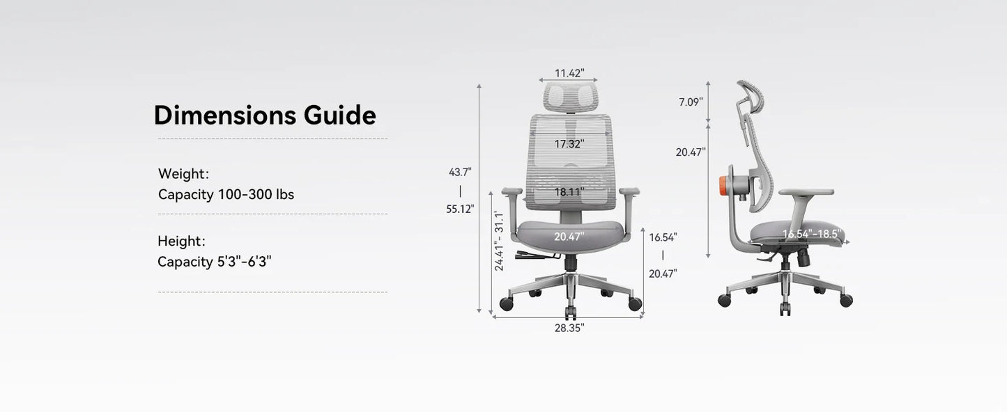 NEWTRAL MAGICH003 Ergonomic Office Chair with Adaptive Lumbar Support, Auto-Following Backrest, Adjustable Headrest, 3D Armrests & Seat Depth
