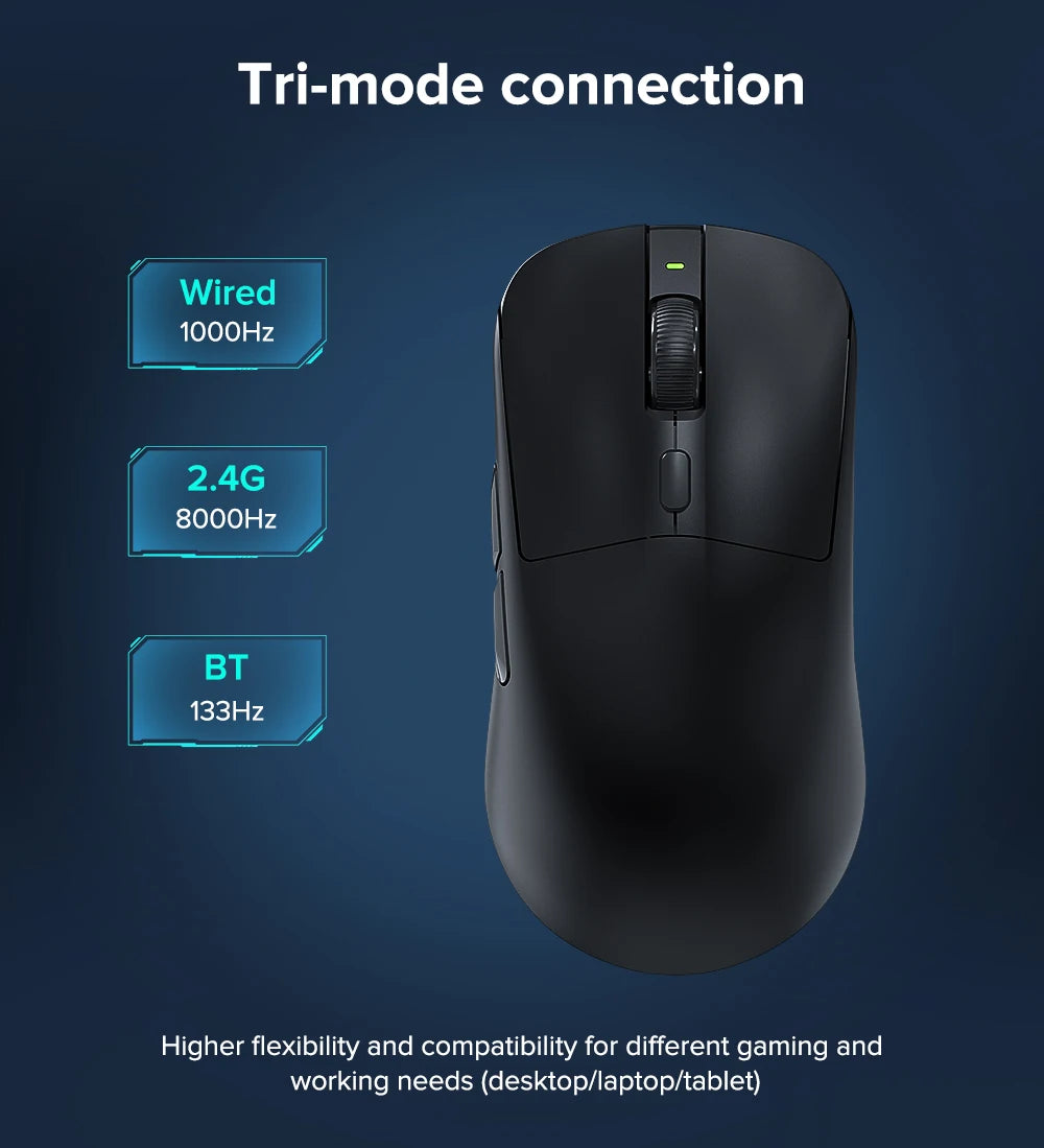 KYSONA M617 Wireless Mouse Ergonomics Tri-mode Rechargeable 2.4G 59g Lightweight E-sports PAW 3395 DPI 26K Gaming Mouse For PC