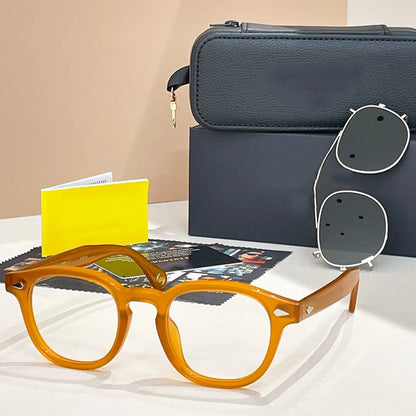 Acetate Round Classical Sunglasses for Men and Women High Quality Brand Designer UV400 Outdoor Luxury Retro Eyeglasses