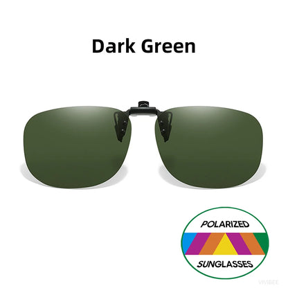 VIVIBEE Flip Up Clip On Sunglasses Fishing Polarized Men 47mm Clips For Eyeglasses Square UV400 Outdoor Driving Shades