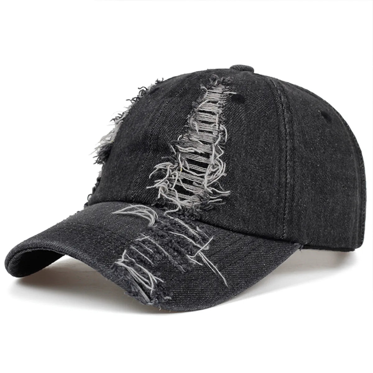 Celebrity-Inspired Niche Rabbit Ear Denim Ripped Baseball Cap Washed Graffiti Hip-Hop Sun Hat Trendy Cap