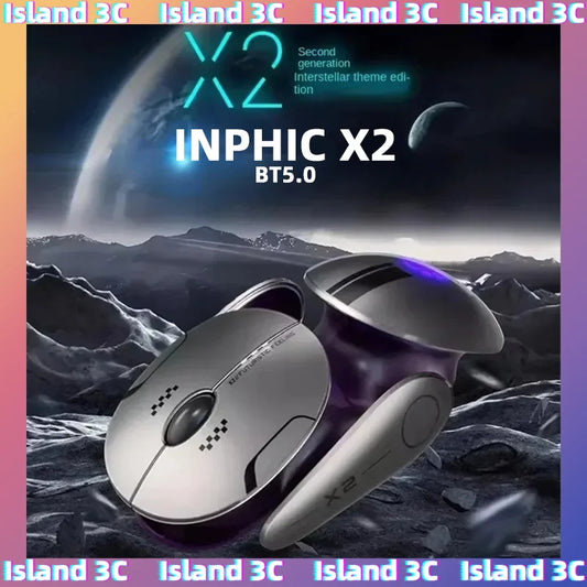 Inphic X2 trijų režimų metalinė Bluetooth belaidė pelė, tyli, įkraunama, e. sportui, su foniniu apšvietimu, skirta žaidimų PC ir nešiojamiesiems kompiuteriams, aksesuaras dovanai