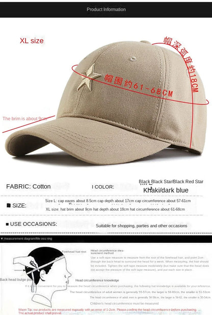Baseballkappe „Big Head“ in Übergröße, 100 % Baumwolle, für Männer und Frauen geeignet, verstellbar, Dad-Cap, Oversize, 58–60 cm, 61–65 cm