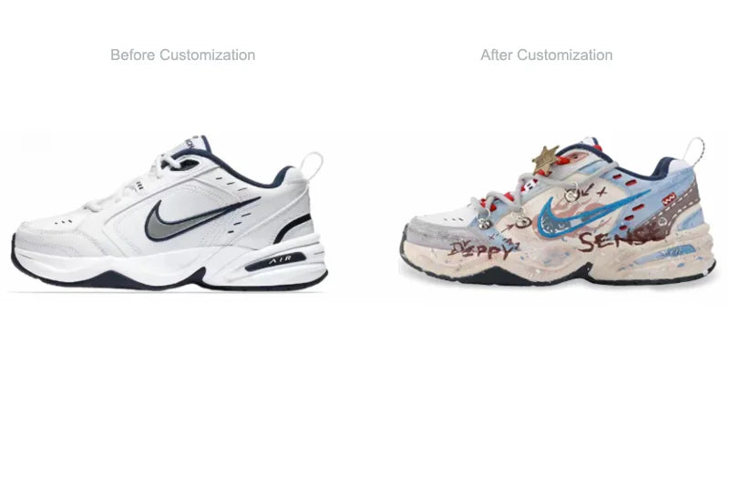 Personalizované tenisky Nike Air Monarch 4 Drippy Officer Bunny American Retro – nádherné ručne maľované nízke unisex bežecké topánky
