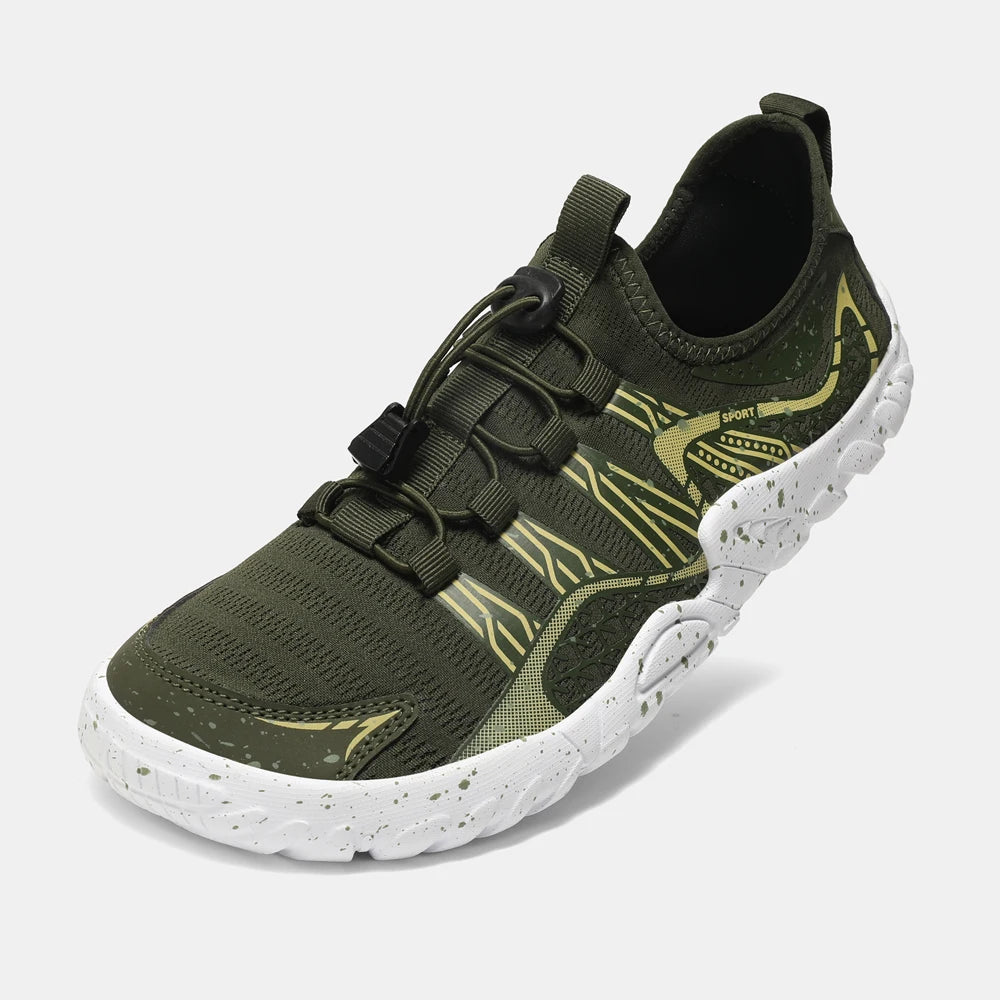 Oiaano Wide Barefoot Men's Sports Shoes Black Mesh Knit Ultra Light Breathable Leisure Working Jogging Outdoor Soft Sole Zero Drop