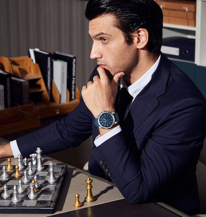 Reloj para hombre SAPPHERO: reloj de cuarzo de lujo, resistente al agua hasta 50 m, equipado con un mecanismo importado y una caja de acero inoxidable. Una idea de regalo ideal para hombre.