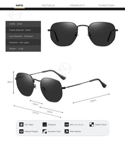 LM New Fashion Women Hexagon Sunglasses Men Retro Polarized Driving Coating Mirror Sun Glasses Goggle UV400 Eyewear gafas de sol