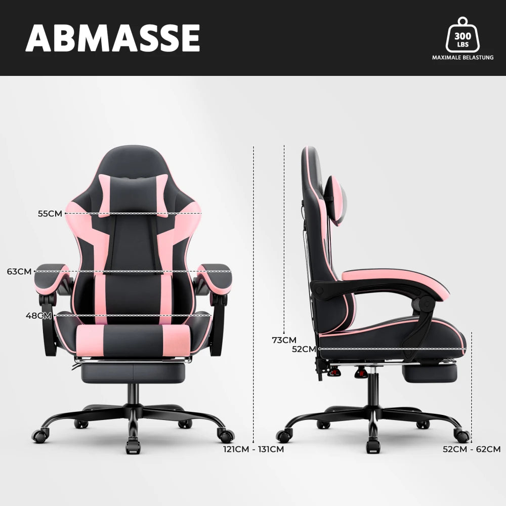 Gaming Chair Ergonomic Gaming Chair with Lumbar Support, Breathable PU Leather Office Chair, Comfortable Computer Chair