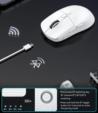 ATTACK SHARK X6 Tri-Mode Gaming Mouse with Magnetic Charging Dock, 26K DPI PixArt PAW3395 Sensor, 49g Ultralight Wireless Gaming Mouse for PC, Mac & Xbox