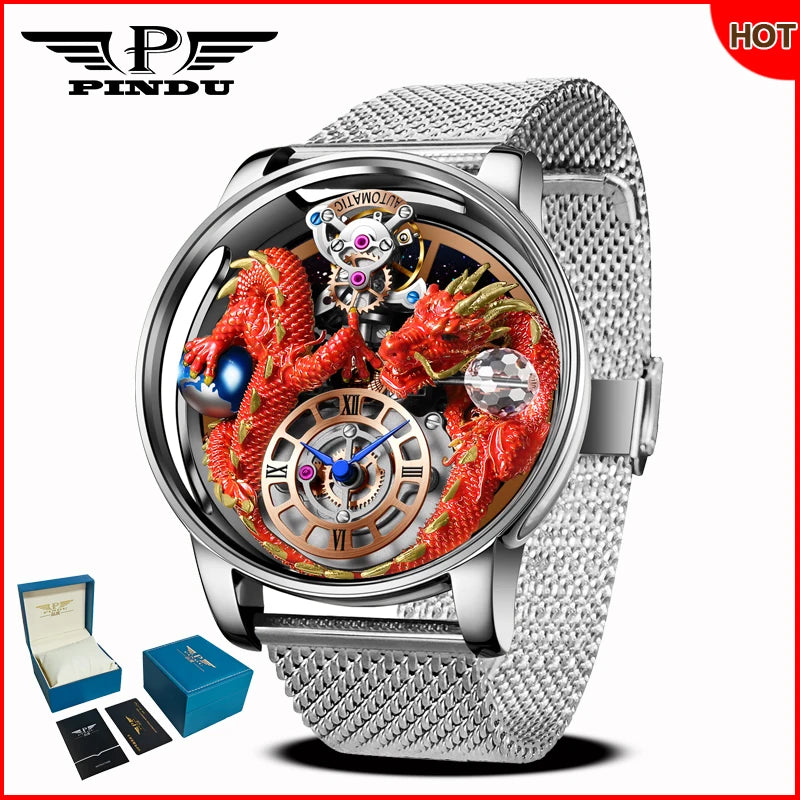 Relógio masculino PINDU Design 2025 NOVO Diamond Tourbillion, relógio de luxo Astronomia de marca premium, quartzo, vidro de safira, impermeável