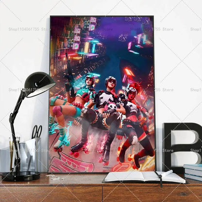 F-Fortnites-Game Póster Popular Autocolante de Arte em Papel Impermeável para Decoração de Parede de Café, Bar e Quarto