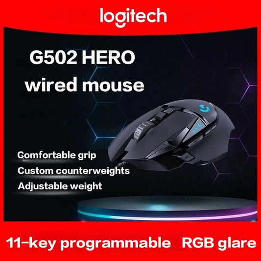 Laidinė žaidimų pelė Logitech G502 HERO e. sportui, mechaninė pelė su RGB apšvietimu, reguliuojamu balansu ir makrokomandų programavimu „Eat Chicken“ žaidimams
