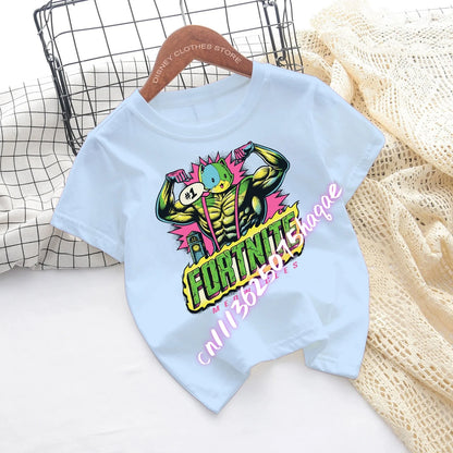 Fortnites Children T-shirts Game Cartoon Printed Figures Fortress Night Tees Game Short Sleeves Tops Summer Boys Girls Clothes