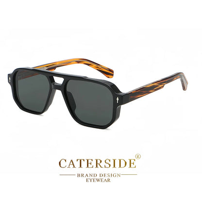 CATERSIDE Vintage Punk Sunglasses Men Flat Top Double Bridges High Quality Sun Glasses Women Travel Party Festival Eyeglasses