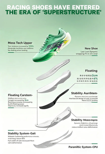 Zapatillas de running QIAODAN Feiying PB6.0 con suela de carbono para hombre, zapatillas profesionales de maratón, zapatillas deportivas ligeras QDB023263299