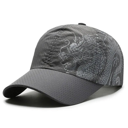 Hat, Chinese Style Printing Dragon Baseball Cap, Polyester Outdoor Quick Drying Hat, Sun Protection Hat, Cap, Cap, Both Men And
