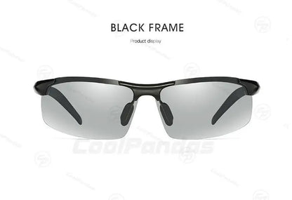 CoolPandas Photochromic Sunglasses Men Polarized Rimless Outdoor Sport Driving Glasses Day Night Chamelon Goggle zonnebril heren