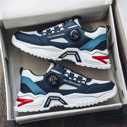 Koreanische Herren-Sportschuhe mit drehbarer Schnalle, modische Freizeitschuhe für alle Jahreszeiten, weiche rutschfeste Sohle, Outdoor-Laufschuhe, Studenten-Sneaker