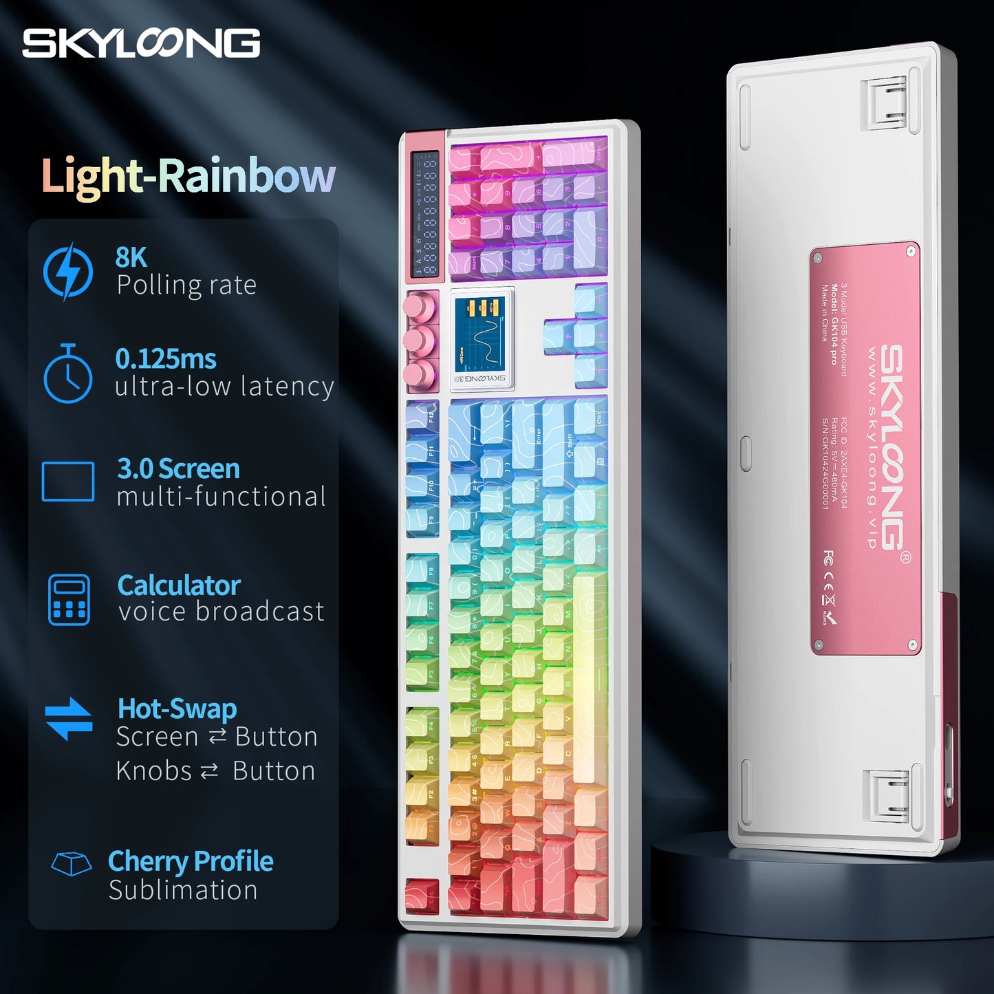 SKYLOONG GK104 Pro Wireless Mechanical Keyboard 100% Custom Keyboard Hot-Swappable Low-noise Switch for PC Gamer Office Accessories