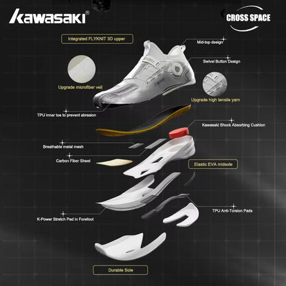 Sapatos de badminton profissionais Kawasaki King Series 2.0 para homem e mulher, antitorção, desportivos, sapatos de ténis originais para homem, ténis A3311