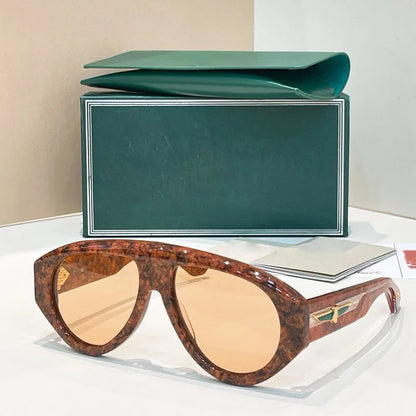 Big Oval Handmade Sunglasses for Men Women Thick Acetate High Quality Fashion Brand Design UV400 Prescription Glasses with Case