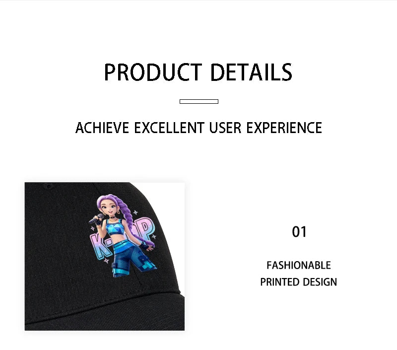 K-POP Purple Hair Idol Cartoon Print Baseball Cap Men Women Y2K Streetwear  Adjustable Dad Hat Sun Hat